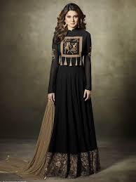 The Gorgeous Bollywood Diva Jennifer Winget Style Black Partywear Gown Suit Online Which Is Crafted From Georgette Designer Anarkali Fashion Embroidered Dress