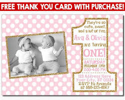 Maybe you would like to learn more about one of these? Pink And Gold Twins First Birthday Invitation With Photo Etsy Birthday Invitations Twins 1st Birthdays First Birthday Invitations