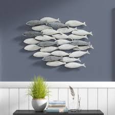 Due to the popularity of wrought iron decor lately, this item became the each handcrafted piece has a powder coating finish making it durable for both indoor or outdoor use. Metal Fish Wall Sculpture Wayfair