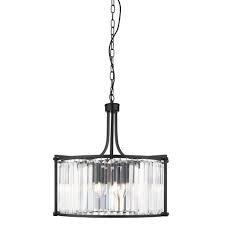 Henri blackened bronze/clear glass traditional clear glass drum led pendant light. 8295 5bk Victoria 5 Light Drum Pendant Matt Black With Crystal Glass