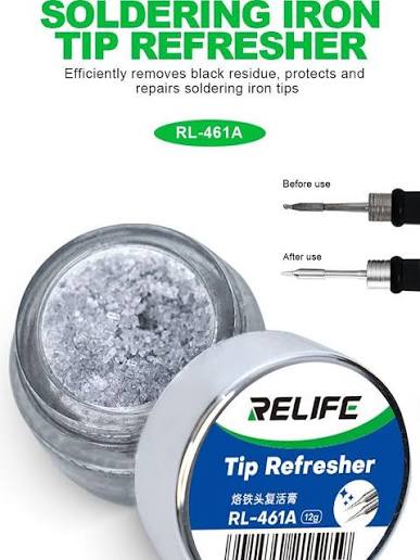 RELIFE RL-461A Soldering Iron Tip Refresher .Highly effective removal of  oxide layers，Quickly remove cyanide deposits from the soldering iron tip's  contact surface to restore its shine. .Restore soldering iron tips to  achieve
