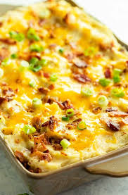 This Twice Baked Potato Casserole Is Loaded With Creamy Mashed Potatoes And Top Potatoe Casserole Recipes Twice Baked Potatoes Casserole Baked Potato Casserole