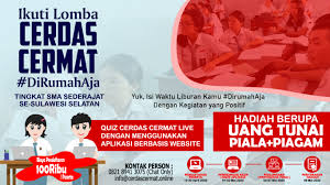 Jan 09, 2020 · nah, pada kesempatan kali ini kakak akan membagikan 100 + contoh soal lcc sd untuk tahun 2019/2020. Bosan Di Rumah Yuk Ikuti Cerdas Cermat Online Tingkat Sma Se Sulsel Tekape Co
