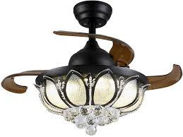 Installing a dual ceiling fan and light dimmer sw. 36 Inch Fandelier Invisible Ceiling Fans With Lights And Remote Retractable Blades Crystal Chandelier Fan Dimmable Led Black Dataglove Com