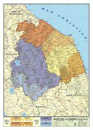 Un viaggio tra bellezze naturali e borghi suggestivi. Marche E Umbria Political Physical Scholastic Map Wall Geographical Map