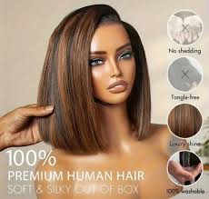 Ombre Highlight Bob Wig with Baby Hair