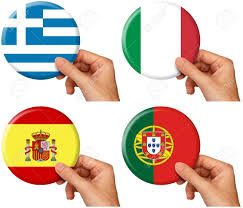 Le drapeau d'espagne est composé de bicolore horizontal de trois bandes avec au centre un emblème. Main Tenant Icones De Drapeaux De La Grece L Italie L Espagne Et Le Portugal Banque D Images Et Photos Libres De Droits Image 11780074