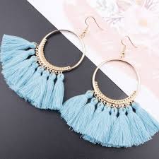 Jewelry Handmade Light Blue Fringe Tassel Earrings New Poshmark