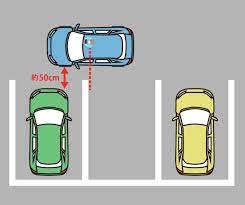 まずは自分が止めたい枠の隣に駐車しているクルマを目安に 駐車の操作を開始する 最初の位置 にクルマを停車してください 駐車車両がない時は 駐車枠の白線を基準にするといいでしょう 車庫入れ 運転 生活の裏技