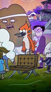 in this picture from HBO go the original design on Margaret had no clothes  like Mordecai : rregularshow