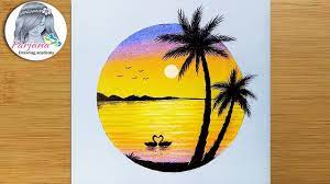 I used titi oil pastels in this drawing. Swans Of Love Beautiful Sunset Scenery With Oil Pastels For Beginners Step By Step Youtube
