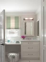 Its wide 54 design is made from solid poplar wood in a neutral finish, and its surface is crafted from engineered stone in a carrara white finish that complements your contemporary decor. Floating Makeup Vanity Contemporary Bathroom Ann Lowengart Interiors