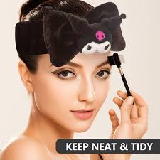 NGCJZF Kawaii Kuromi Makeup Headband Spa Hairband Coral Fleece for Face  Washing Make Up Pajama Party for Women Girls Families (BLACK), Pack of 1,  1.0 ...