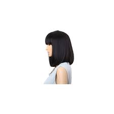 Amazon Com Straight Black Synthetic Wigs With Bangs For