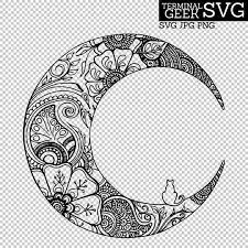 Download Cat On The Moon Zentangle Mandala Svg Png Jpg Cricut Silhoutte Etsy