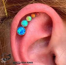 Love My New Helix Opal Cluster Siren Body Piercing Meredith Nh Piercing In 2020 Piercing Body Piercing Anatometal