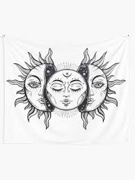 Day and night, balance and unity symbol. Vintage Solar Eclipse Sun And Moon Tapestry By Magnetic Pajama Sun And Moon Tapestry Moon Sun Tattoo Moon And Sun Painting
