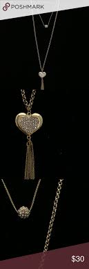 Luxury Crystal Heart Necklace Gold Nwot Crystal Heart Necklace Gold Heart Necklace Heart Necklace