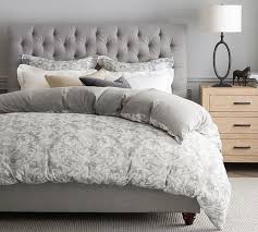 Zoe full tufted bed in linen talc. Chesterfield Tufted Upholstered Bed Pottery Barn