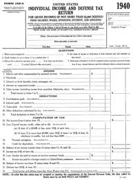 The irs form 1040 must be filed by all residents and citizens of the united states. Fillable Online Irs Form 1040 A 1940 Individual Income And Defense Tax Return Irs Fax Email Print Pdffiller