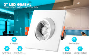 Laying out recessed light fixtures for general lighting requires installing recessed lighting across the entire ceiling. Luxrite 3 Inch Gimbal Led Square Recessed Light With Junction Box 8w 3000k Soft White 600 Lumens Dimmable Downlight Energy Star Ic Rated Damp Location Adjustable Recessed Lighting Amazon Com