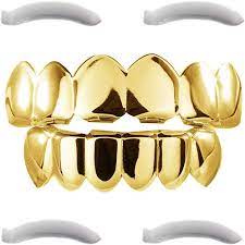 Plus $38 on metal price per tooth. Amazon Com 24k Plated Gold Grillz For Men And Women Mouth Top Bottom Hip Hop Teeth Grills 2 Extra Molding Bars 1 Microfiber Cloth Jewelry