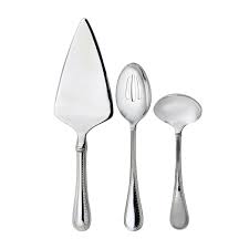 Vera wang wedgwood grosgrain 5 piece place setting. Vera Wang Wedgwood Grosgrain Flatware 3 Piece Serving Set
