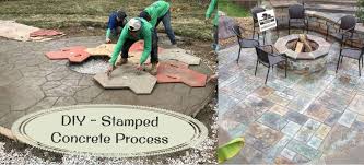 Stamped concrete, commonly referred to as patterned concrete or imprinted concrete, uses rubber stamps designed from real stone molds to imprint the concrete to resemble natural brick, slate, cobblestone, tile, and even wood planks. Stamped Concrete Process Stamped Concrete Cost