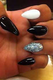 Black And Silver Glitter Acrylic Nails Untitled Nails Glitter Accent Nails Black Nails With Glitter