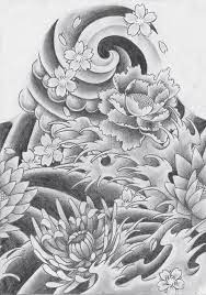 Japanese Water Flowers Clouds Tattoo Background Japanese Tattoo Designs Japanese Tattoo Art