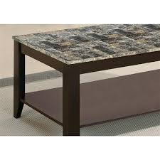 This handsome coffee table features a rich cappuccino finish, with a decorative bottom shelf. Monarch Specialties Monarch Wood Table Set 3 Pieces Cappuccino Marble Rona