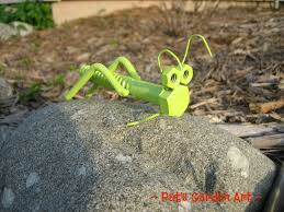 Citron Vert Sauterelle Verte Recycle Metal Jardin Pelouse Art Metal Garden Art Metal Yard Art Recycled Garden Art