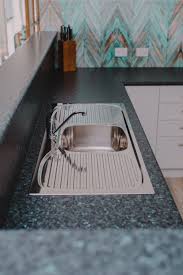 This Laminex Blue Pearl Granite Goes Beautifully With This Top Mounted Sink Art Deco Kitchen Contemporary Kitchen Design Art Deco