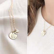 Mother Baby Necklace Mother S Necklace Medium Disk Etsy Mothers Necklace Initial Necklace Baby Necklace