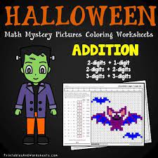 Hover over an image to see what the pdf. Halloween Addition Mystery Pictures Coloring Worksheets Printables Worksheets