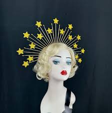 Corona di stelle dorate, costumi teatrali, cerchietto con stelle, corona  nuziale, abbigliamento da festa, costume di Hedy Lamar, corona con alone  dorato