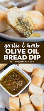 Garlic Herb Olive Oil Bread Dip Yellow Bliss Road Recipe Olive Oil Dip For Bread Food Recipes