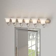 Home depot is offering 50% off select vanity lighting. Progress Lighting 6 Light Brushed Nickel Alabaster Glass Traditional Bath Vanity Light P3056 09 The Home Depot