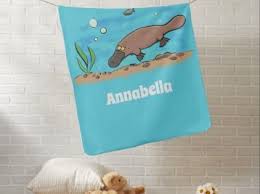 Cute Platypus Swimming Cartoon Baby Blanket Zazzle Com In 2020 Baby Cartoon Soft Baby Blankets Swimming Cartoon