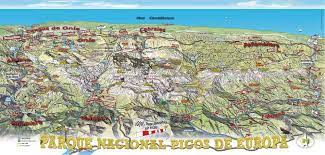 Imprime el mapa físico mudo de europa (bájalo desde aquí) y mirando el mapa superior, localiza sobre él los siguientes puntos de interés geográficos.será prioritaria la buena localización de los puntos señalados en negrita. Mapa Panoramico Del Parque Nacional De Los Picos De Europa