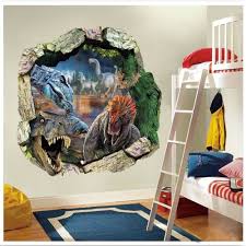 3d Dinosaurs Through The Wall Stickers Jurassic Park Home Decoration Kids Room Wall Decal Movie Dinosaur Wall Decals Kids Room Wall Decals Kids Room Wall