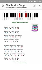 Make certain you are in the correct hand position and note any sharps or flats in this easy piano song. Happy Birthday Song On Piano Piano Notes Songs Piano Music Easy Piano Songs For Beginners