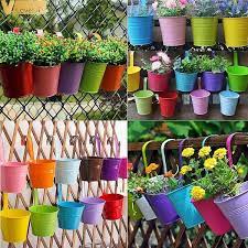 10pcs garden decoration supplies iron pastoral balcony pots planters wall hanging metal bucket flower holder home wish in 2021 colorful pot upside down tomato planter walmart