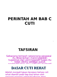 Perbendaharaan wp 1.2/2013 (pp 4/1995) — pek. Perintah Am Bab C Cuti
