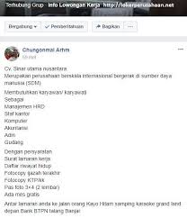 6 Posisi Lowongan Kerja Di Cv Sinar Utama Nusantara Loker Di Jambi Riwayat Hidup Surat Pengusaha