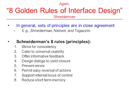 His book provides a broad survey of designing, implementing, managing, maintaining, training, and refining the user interface of interactive systems. Golden Rules Interface Design
