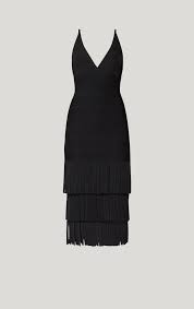 Triple Tier Fringe Dress Black Herveleger Com