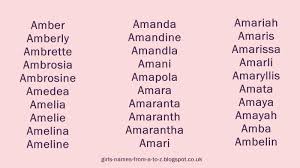 (beginning) (go to b) (end). Girls Names From A To Z Girls Names Starting With A
