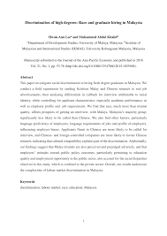 The cover letter is a formal way to communicate with journal editors and editorial staff during the manuscript submission process. Pdf Discrimination Of High Degrees Race And Graduate Hiring In Malaysia