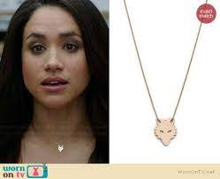 Is meghan markle banned from wearing royal jewels?! Rachel S White Split Hem Top And Fox Necklace On Suits Foxes Necklace Wolf Necklace Suits Rachel